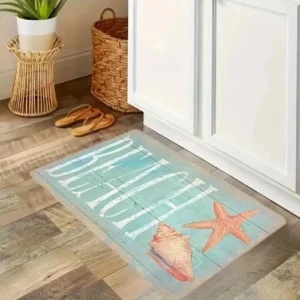 1Pc Ocean Starfish Conch Pattern Door Mat Bath Household Floor Carpet Flannel