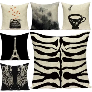 NordicFashion Pillowcase Lletter Zebra Stripe Square Household Cushion Cover