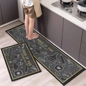 Gourmet Print Fashionable Simple Nordic Style Kitchen Floor Mat Household Carpet