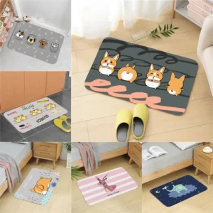 Cute Household Door Mat Flannel  Soft Carpet Kitchen Living Room Mat .