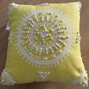 at home X Tracey Boyd throw pillow  18X18 yellow & white embroidered New!