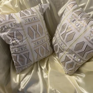 Alluring African Gold, Yellow, White Throw Pillows Also Perfect For Travel.