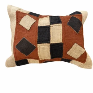 Kuba Cloth Pillow #014 | Genuine handwoven African decorative throw pillows.
