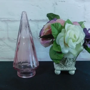 Pink Glass Tree-Shaped Ornament - Decorative Home Accent, Holiday Centerpiece 7"