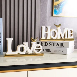 Vintage European-Style 'Home' Letter Ornament With Golden & Silvery Foil Accents
